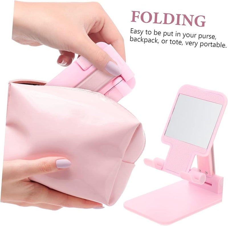Pink Adjustable Phone Holder Stand Metal Desktop Tablet Folding Desk Stand 16X11CM - Image 5